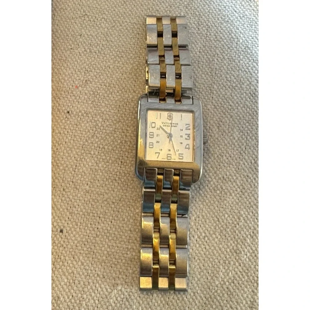 Victorinox Swiss Army Alliance 24168 Two Tone Rectangle Quartz Watch 6.75